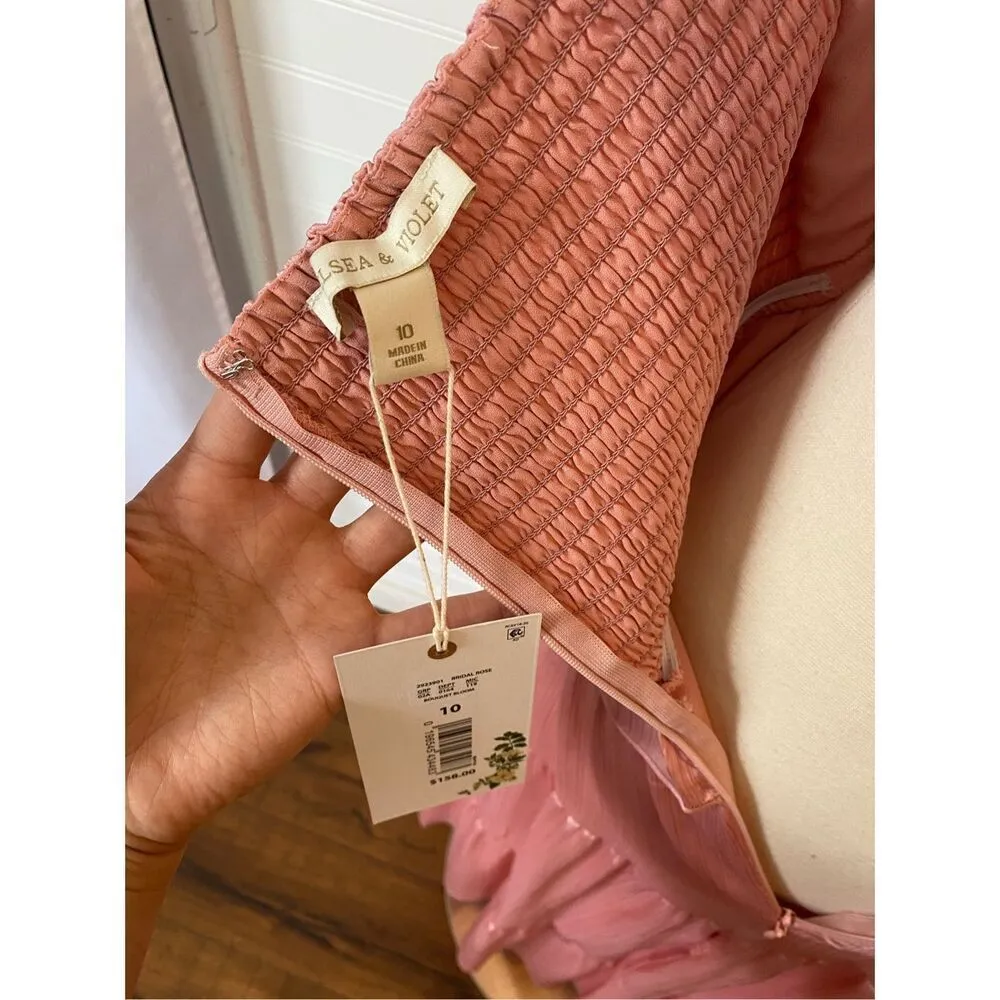 Chelsea & Violet Plisse Pink Satin Halter Neck Tiered Dress - Image 6