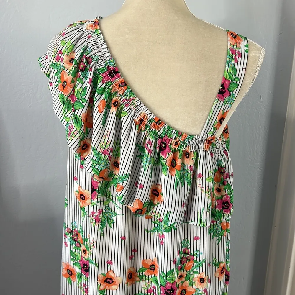 Harlow & Rose • boutique striped floral one shoulder ruffle dress Size M - Image 98