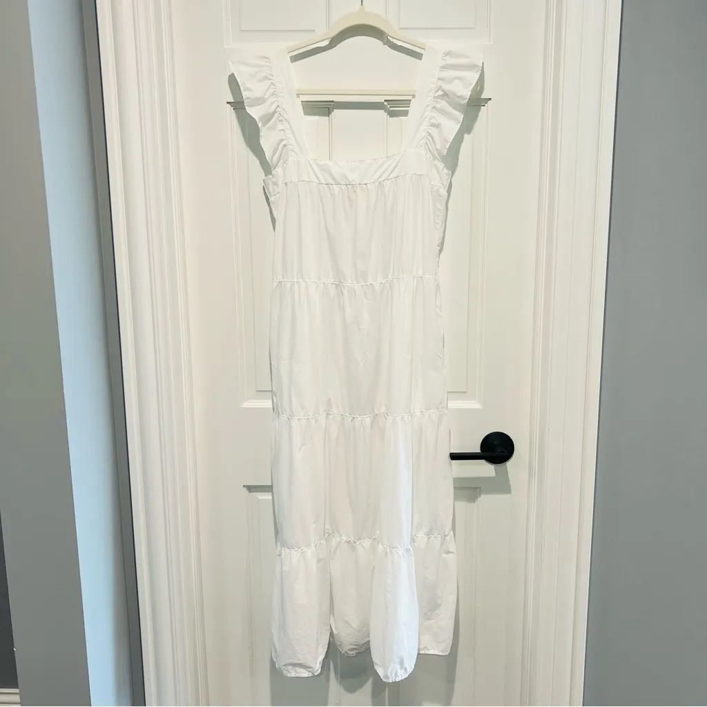 Nation LTD Camille Easy Sundress White Small Midi Tiered Ruffles - Image 3