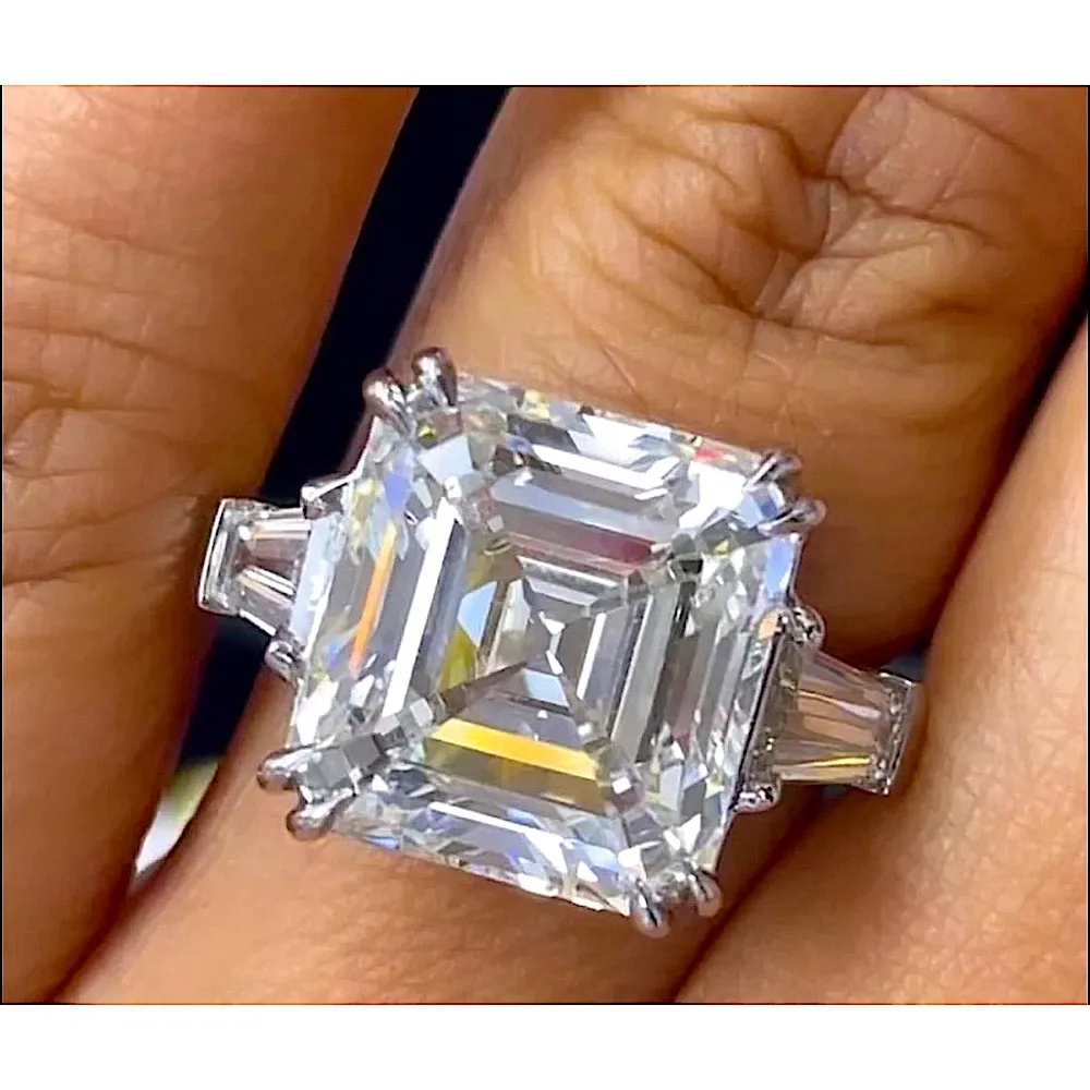 NEW Women's 5Ct‎ Asscher Cut Platinum Plated .925 Synthetic Diamond Ring, Size 9 - Image 12