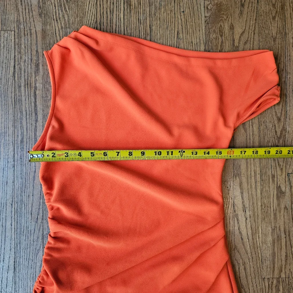 Open Edit Chic Off-Shoulder Orange Dress Size M - Image 4