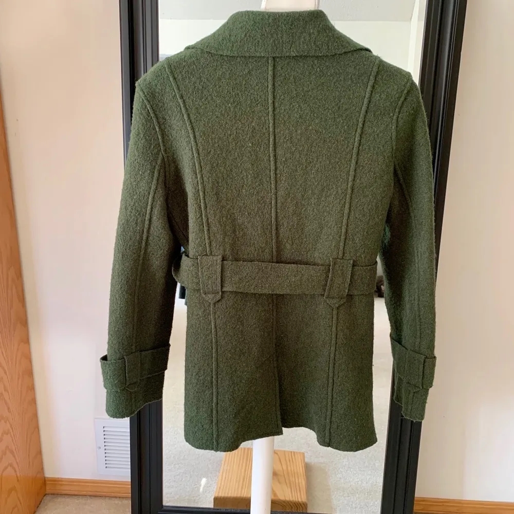 Green Wool Double Breasted Coat Size M - Image 2