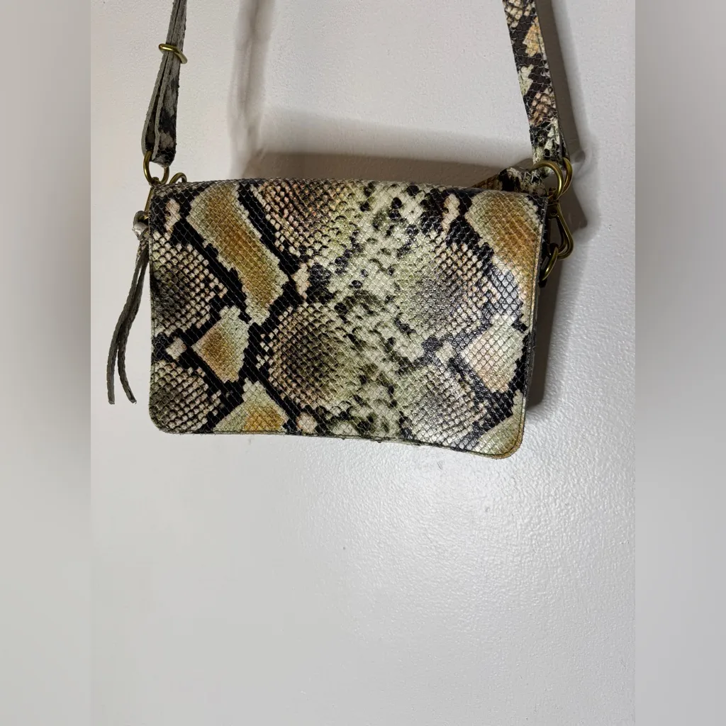 Madewell The Flap Convertible Crossbody‎ Snake Embossed Leather Bag Purse - Image 2