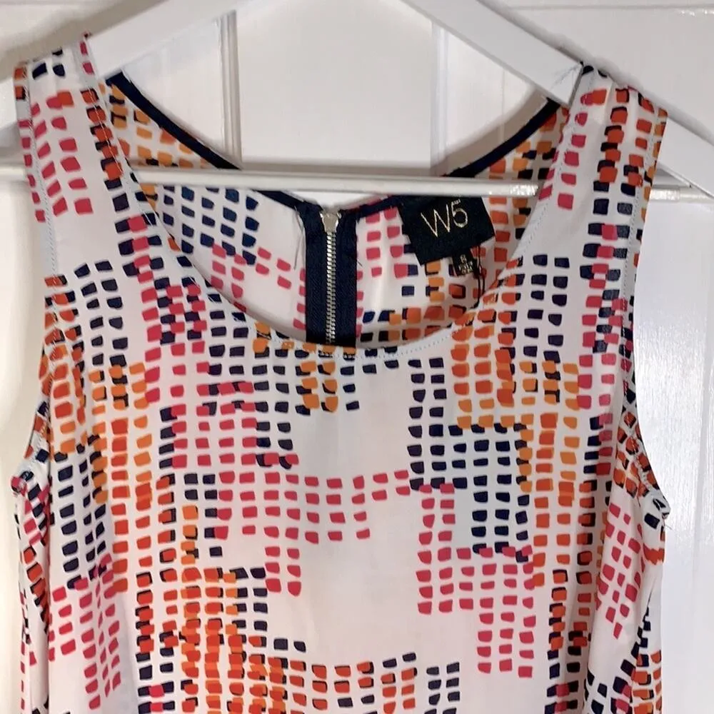 W5 Sleeveless High-low Dot Patterned Zip-back Blouse New with tag Size S W-075 - Image 2