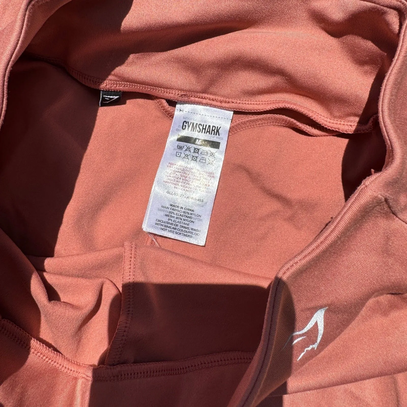 Gym Shark Leggings Size Medium Blush Pink Laser Cut Gym Yoga Logo Sporty - Image 7