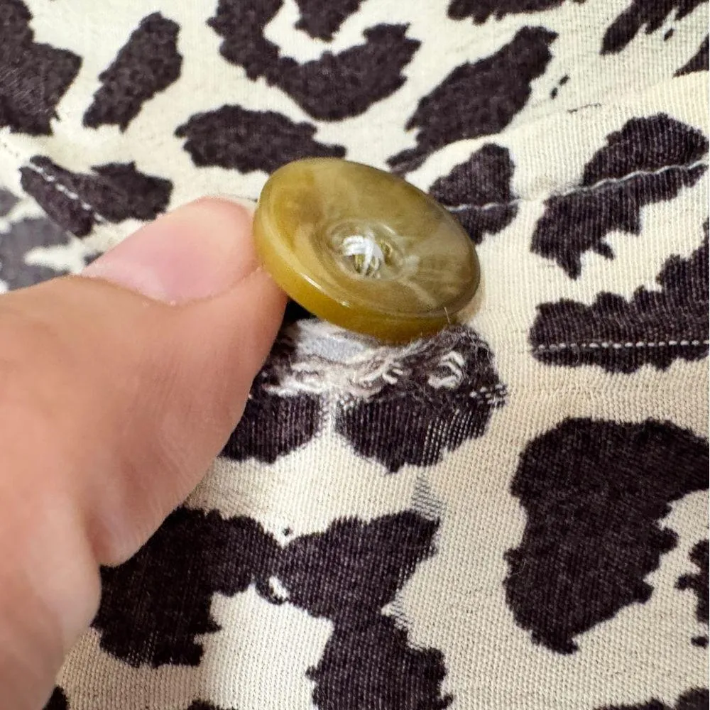 Something Navy Revolve Animal Print Button Down Sun Dress Womens XS Cream Brown - Image 5