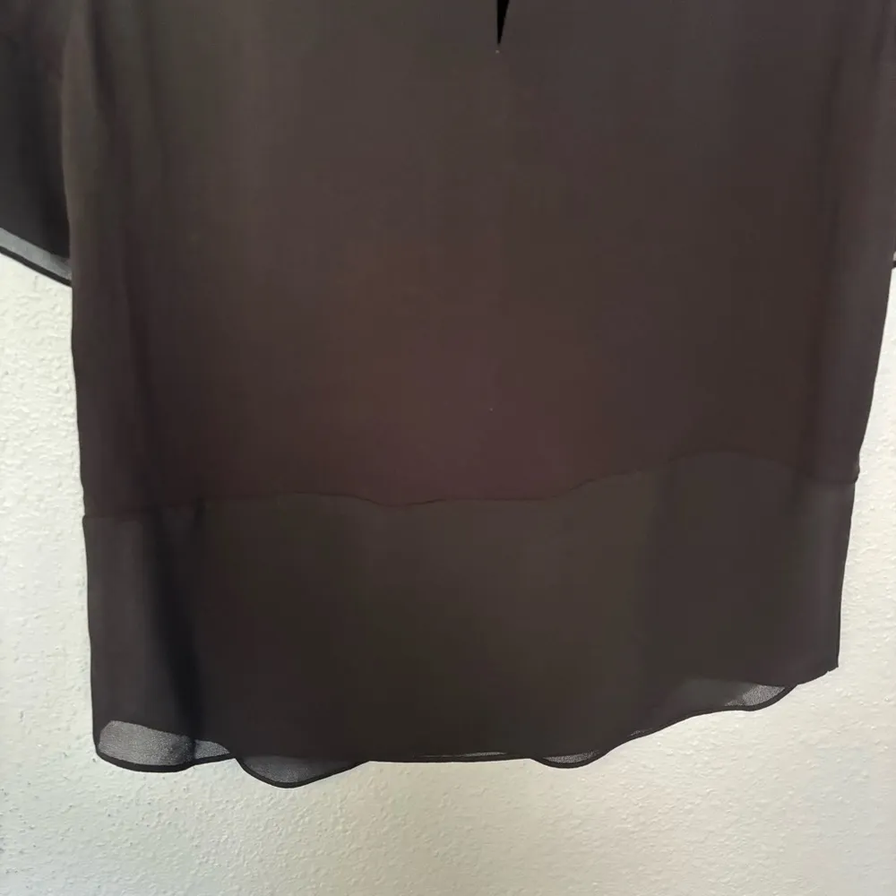 & Other Stories Black Sheer Panel Round Neck Short Sleeve Blouse 4 Office Preppy - Image 9