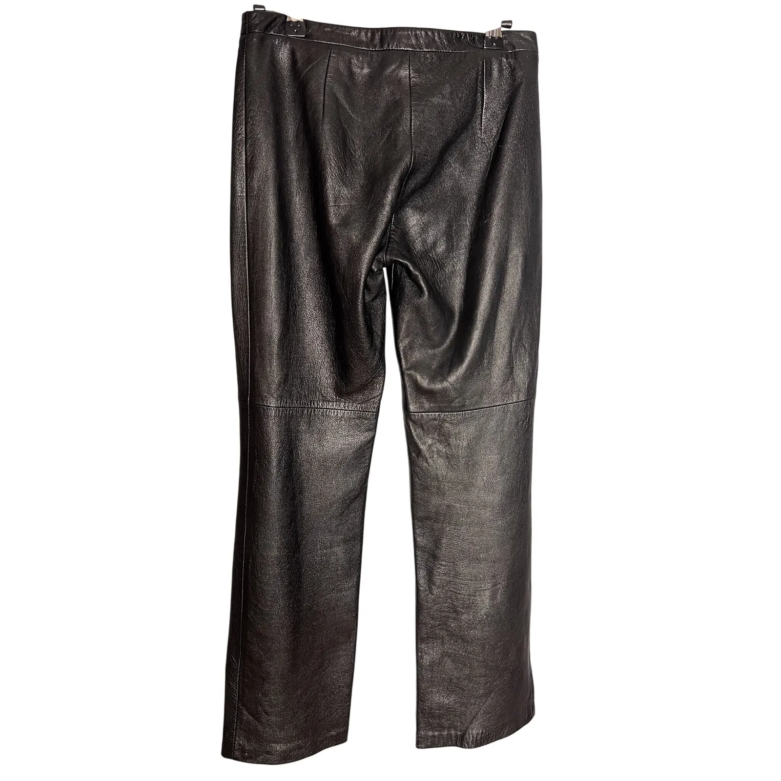 Vintage BCBG MaxAzria Black Soft Leather Pants Straight Leg Y2K Size 2 - Image 6