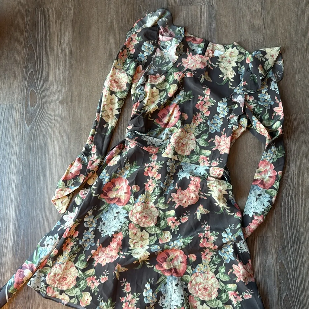 NWOT ZIMMERMANN ESPIONAGE ROUCHED SILK MINI DRESS - Image 4