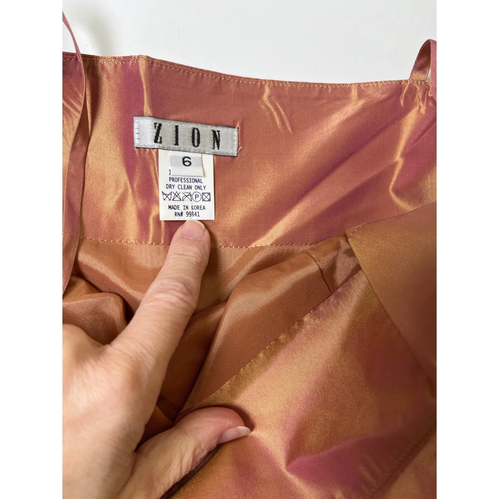 Y2K Silk Corset Cami Top Iridescent Copper Rose Zion Size 6 - Image 4