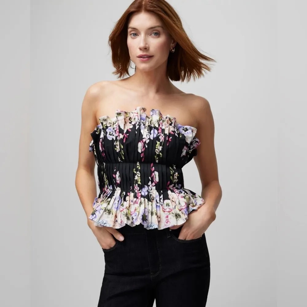 WHBM Floral Ruffle Bustier - Image 2