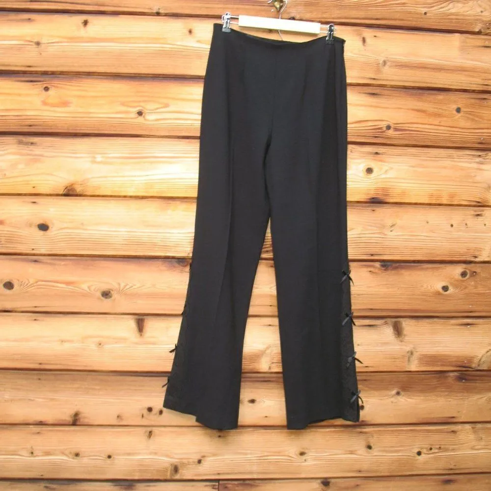 Escada High Rise Crepe Wool Flare Leg Pants Black Size 10 - Image 3
