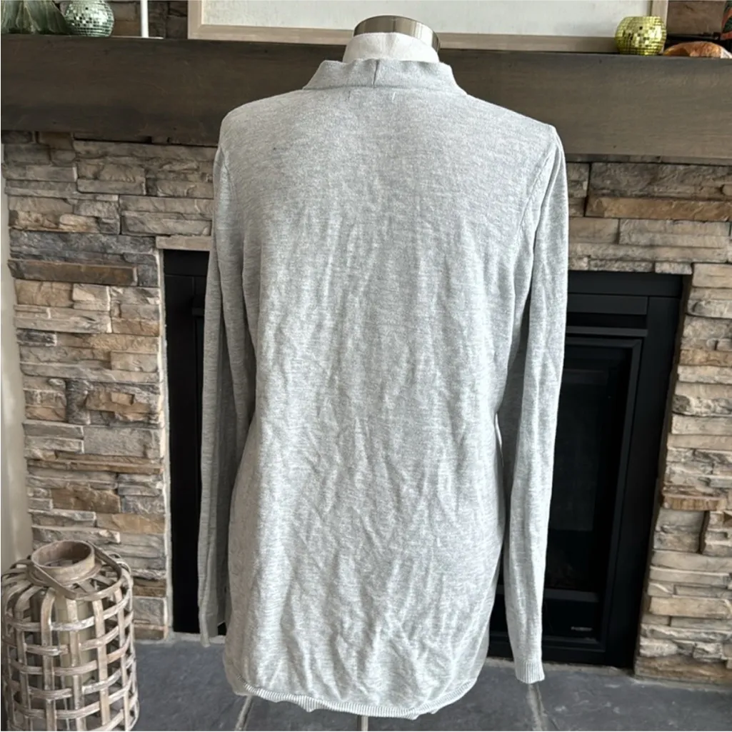 Premise Heathered Gray and White Open-Front Cardigan - Image 4