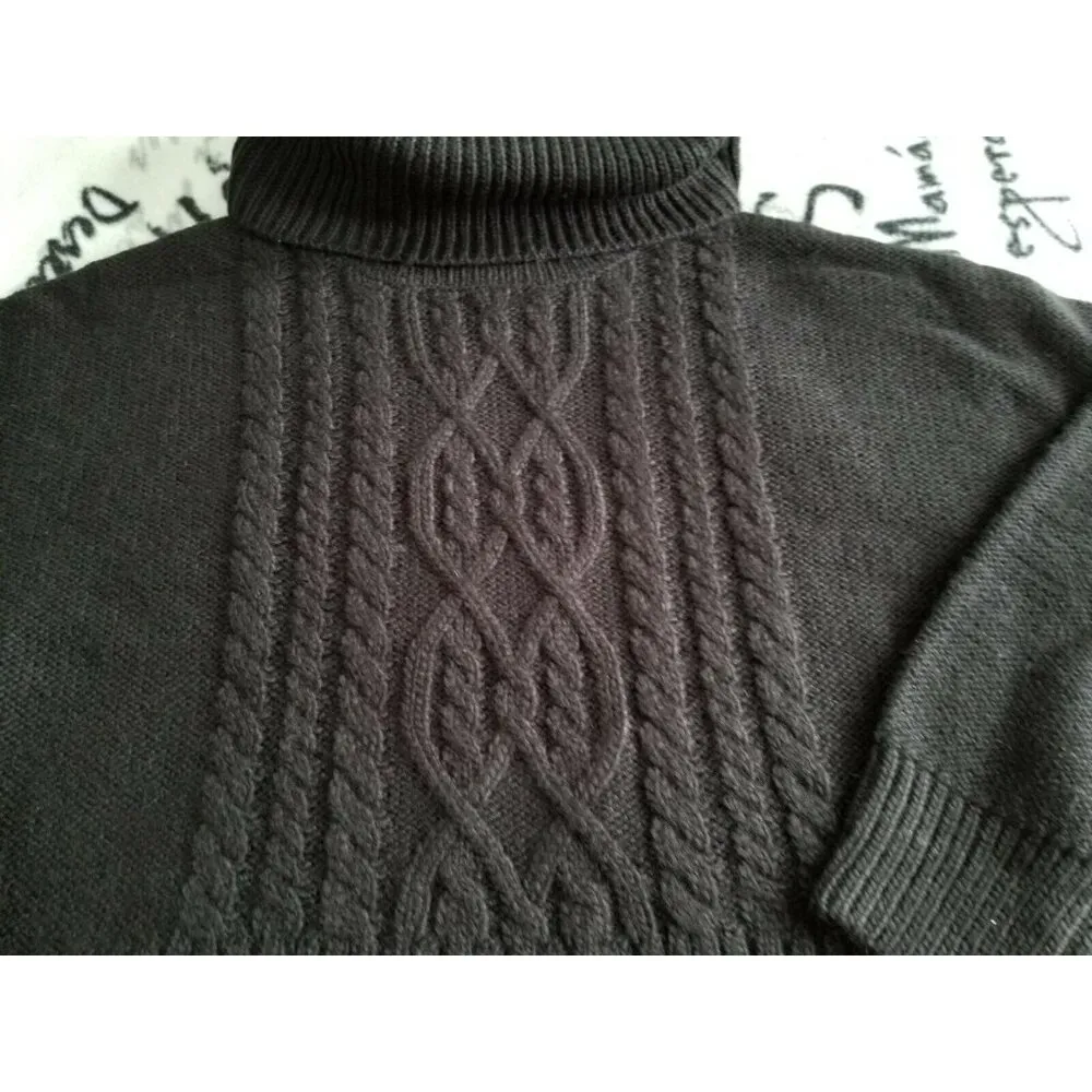 BB Dakota Black Cowl Neck Raglan Sleeve Crop Cable Knit Sweater Women's Size XS - Image 9
