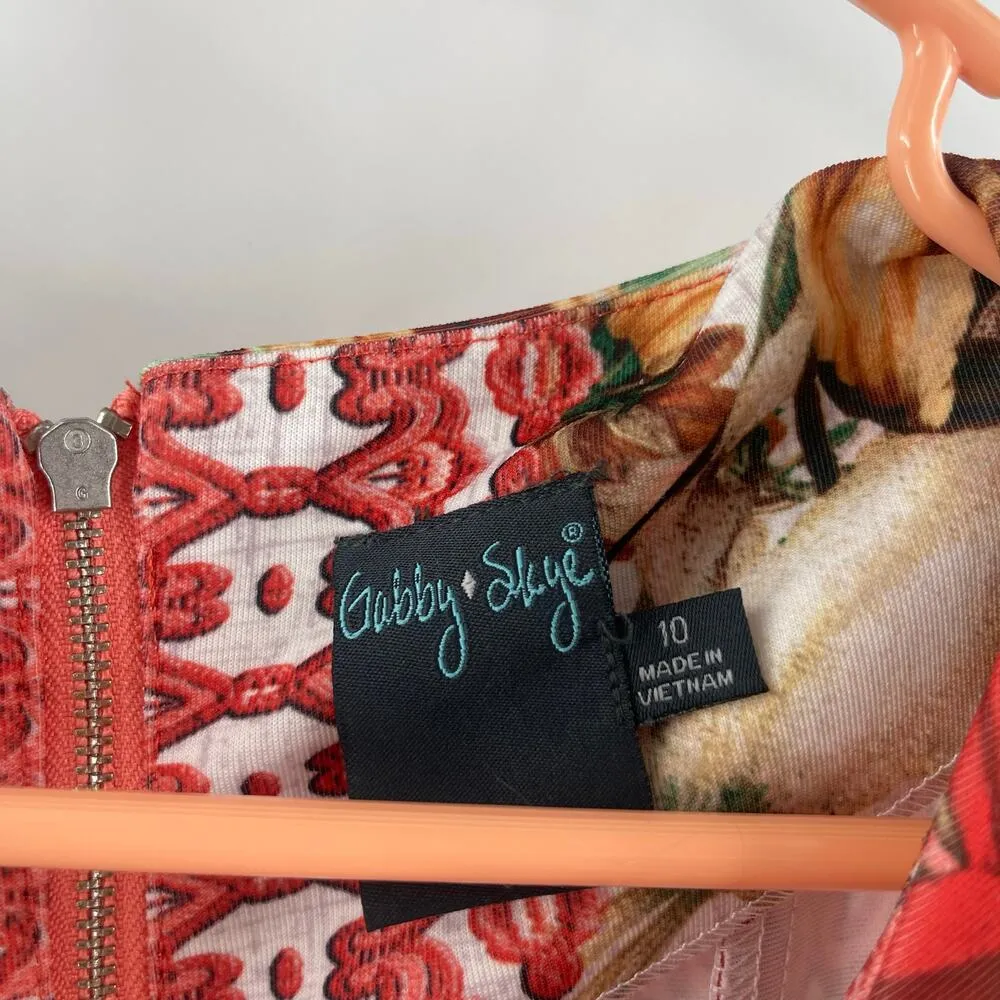 GABBY SKYE Dress Size 10 Fit and Flare NWT Tropical Print Coastal Cocktail Party - Image 6