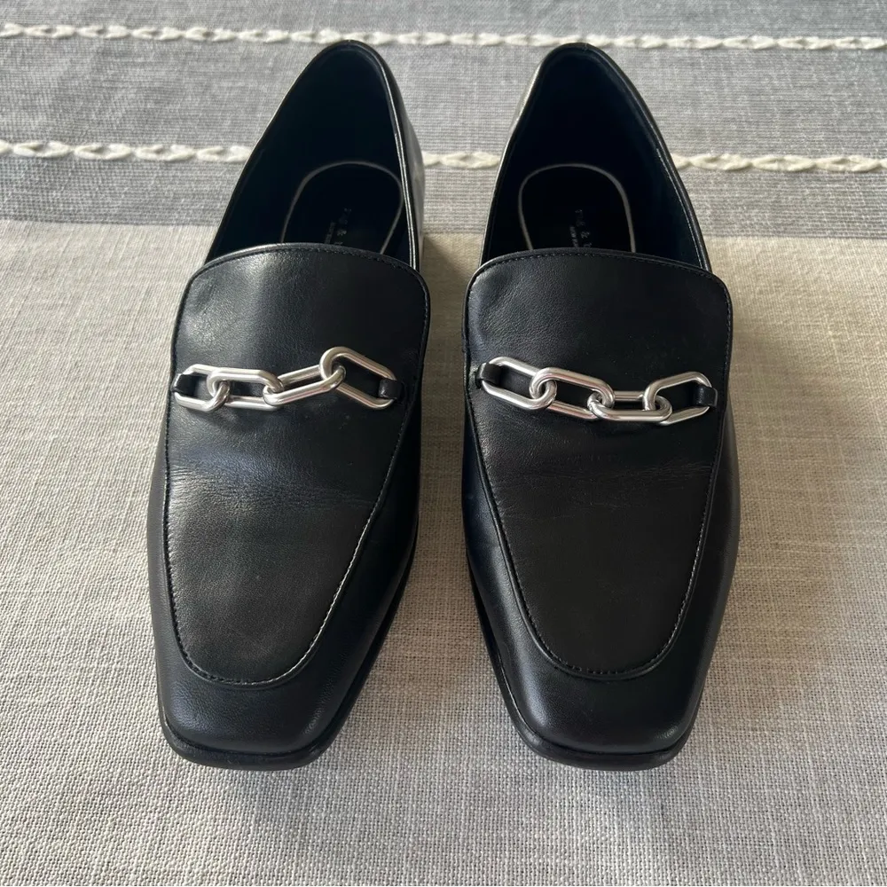 Rag & Bone Black Aslen Chain Bit Loafer Size 37.5 US 7.5 - Image 5
