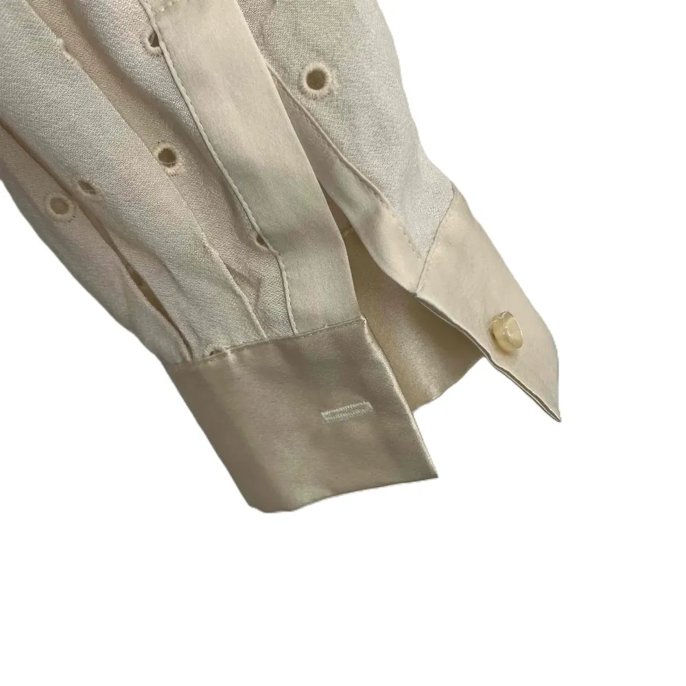 Rebecca Taylor Peasant Blouse Ivory Silk Trim Eyelet Romantic Feminine Boho S - Image 3