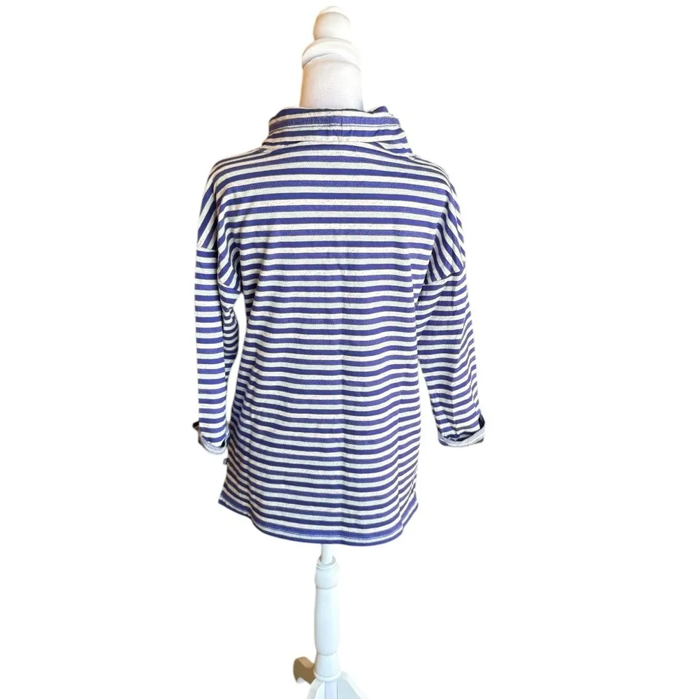 T by Talbots Pullover Sweatshirt Blue White Stripe Color Splatter Womens Medium - Image 2