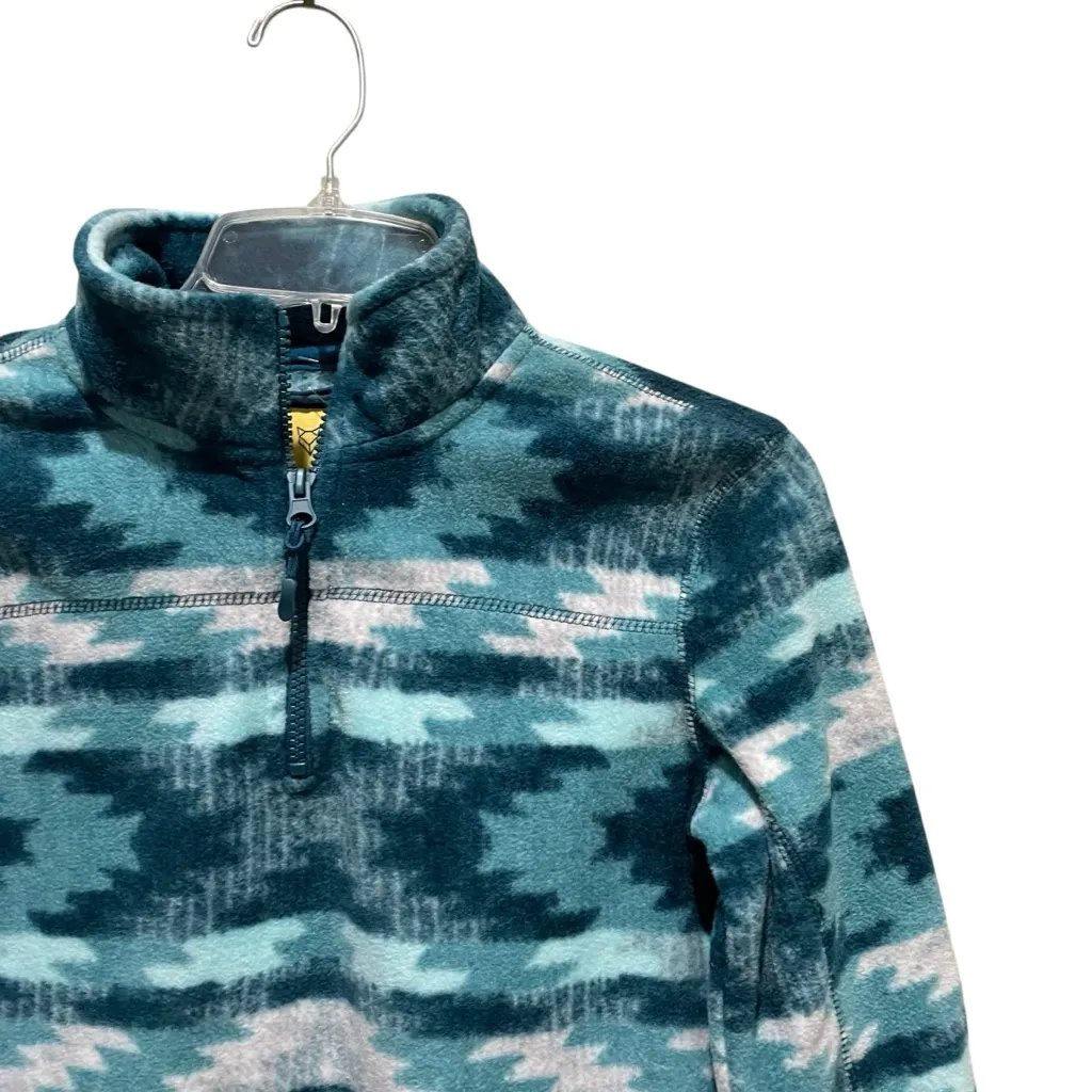 Prince & Fox Teal Aztec Print Fleece Quarter Zip Pullover Juniors Size Small Blue - Image 4
