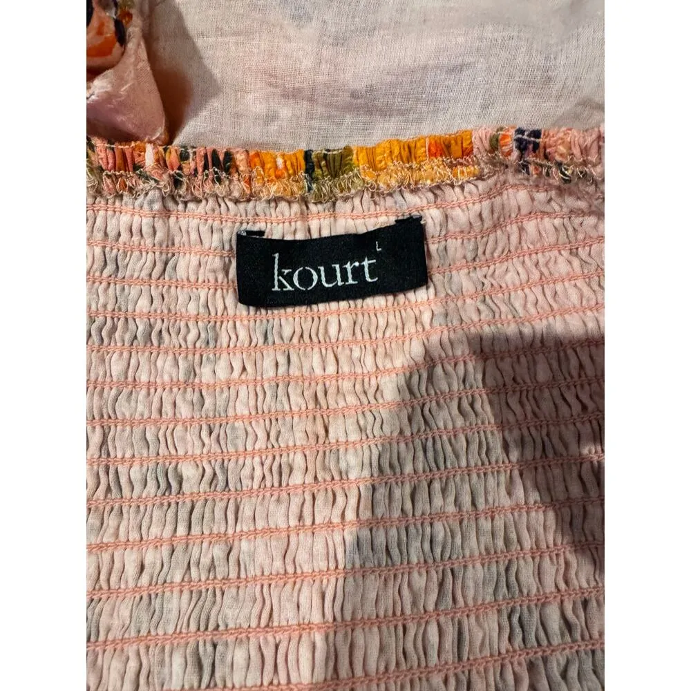 KOURT Robbie Eyelet Cotton Mini Dress in Tropical Print Sz. Large - Image 5