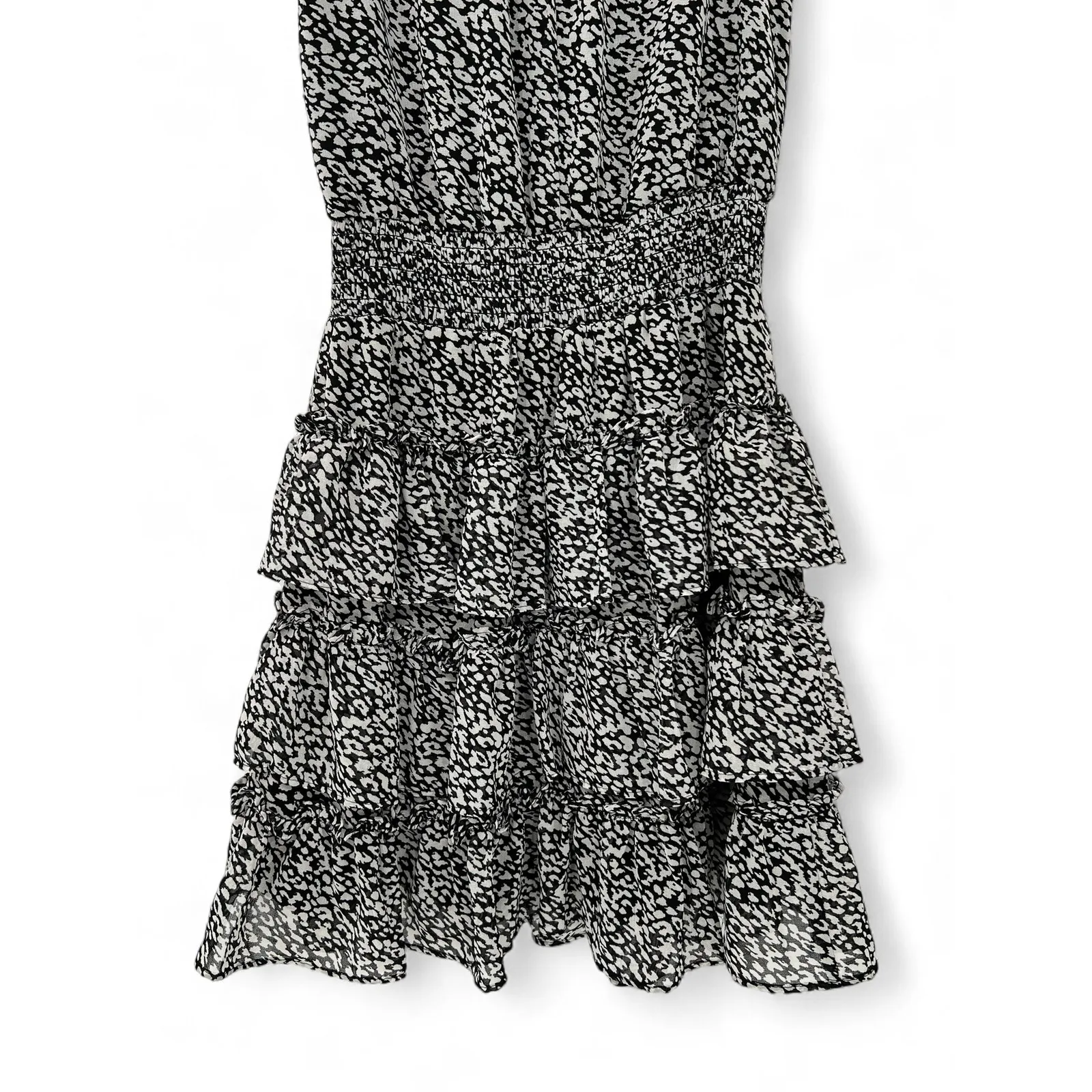 NWT EXPRESS | XS | Dress Mini Animal Print Sleeveless Mock Neck Tiered Ruffle - Image 6