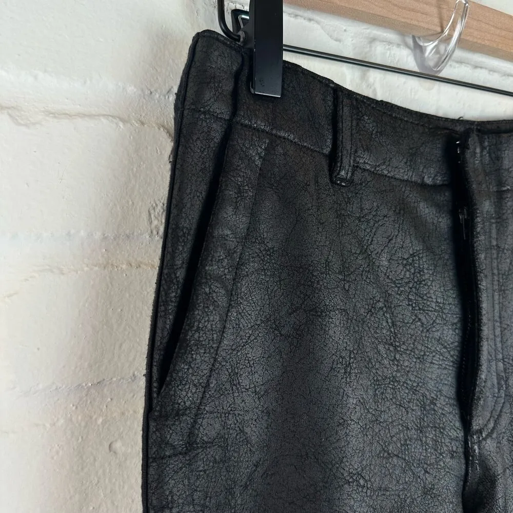 Kut from the Kloth Frida Slim Track Pant High Rise Black Faux Leather Size 2 - Image 4