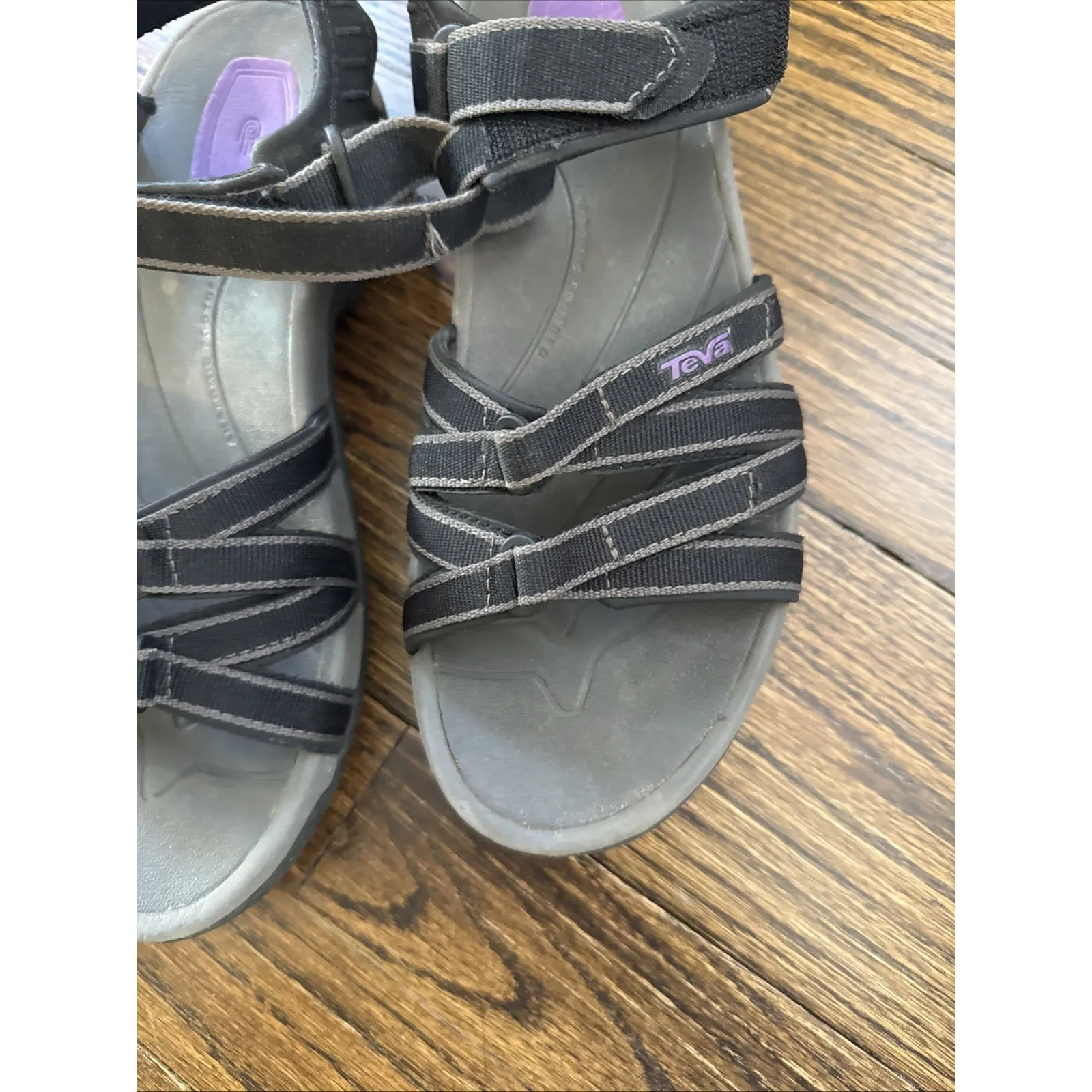 TEVA Tirra Sandals Size 9 Black Grey Purple Hiking Outdoor Walking - Image 2