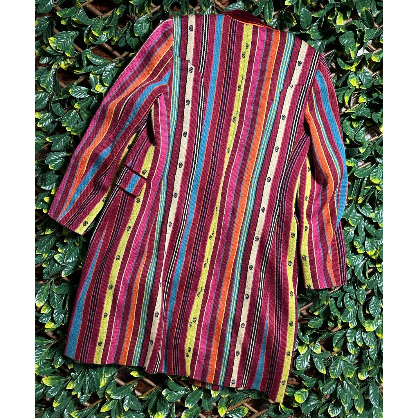 Etro Milano 100% Wool MADE IN ITALY Multicolor Trench Coat Size 44 Purple - Image 10