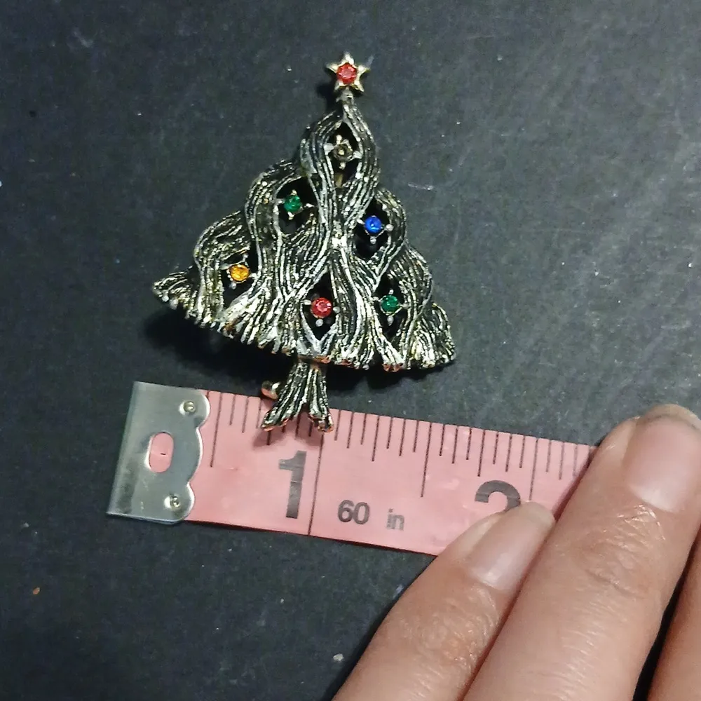 Jeweled Christmas tree brooch Silver - Image 5