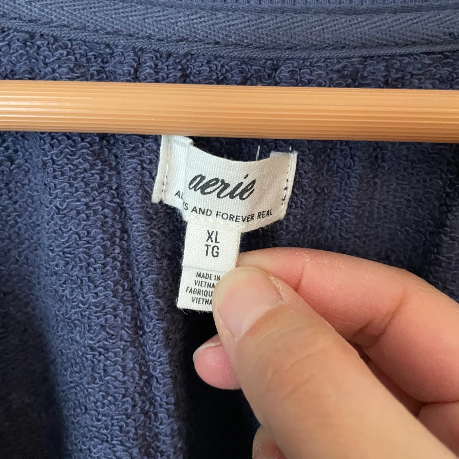 Aerie Navy Blue V Neck Bishop Sleeve Sweatshirt Top Size Women's XL - Image 9