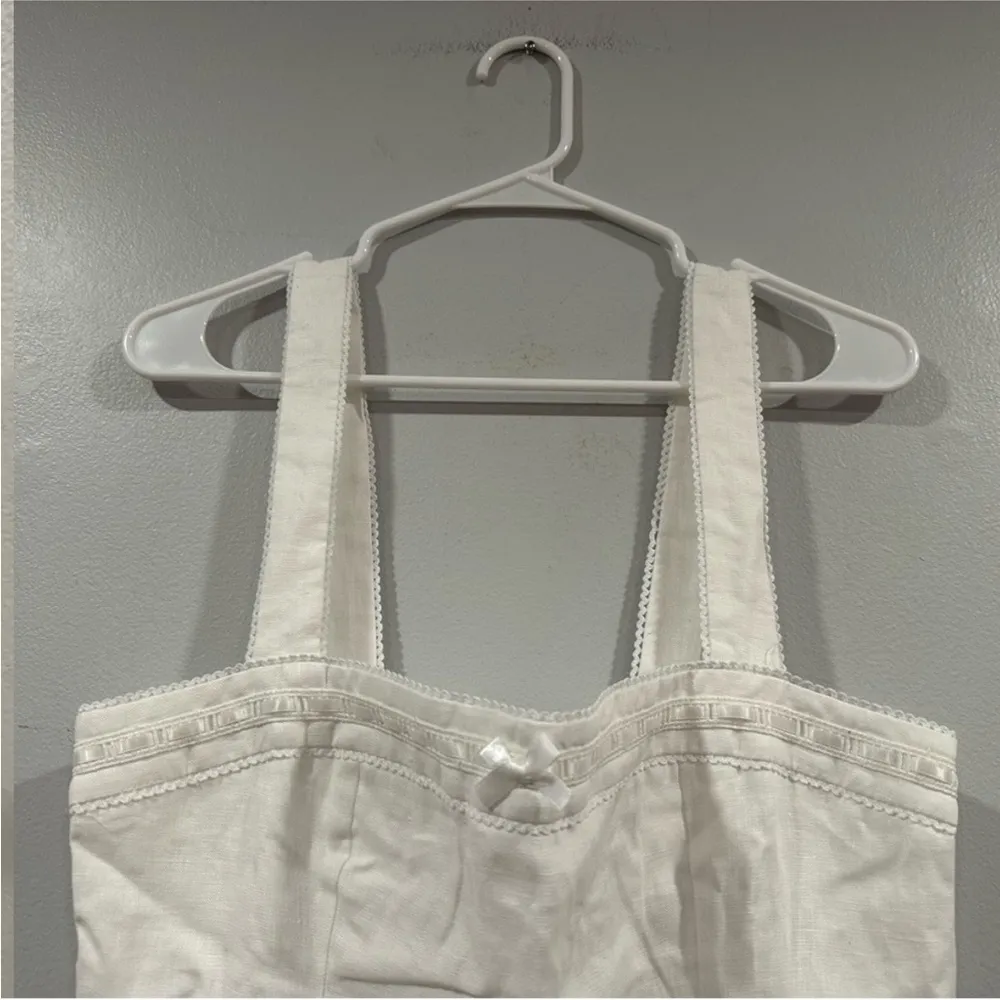 Reformation Elana Linen Mini Dress White 10 NWT - Image 3