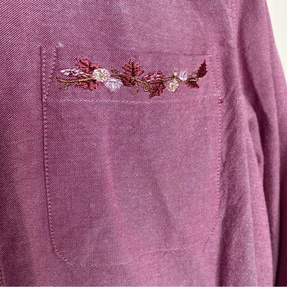 Blair  Pink Embroidered Button Up Collared Blouse Top Size Medium - Image 5