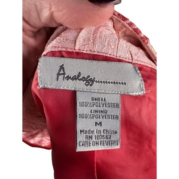 Vintage Analogy Women's M Pink Y2K Floral Stripe Standing Collar Zip Jacket Size 8 - Image 6