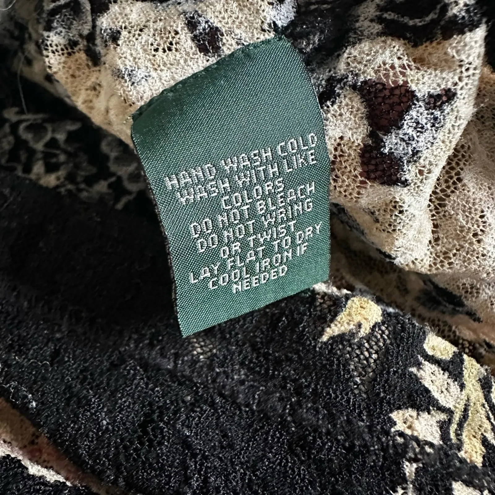 Ralph Lauren Gauzy Lace Long Sleeve Black Top Ruffle Romantic Goth Stretchy XL - Image 7