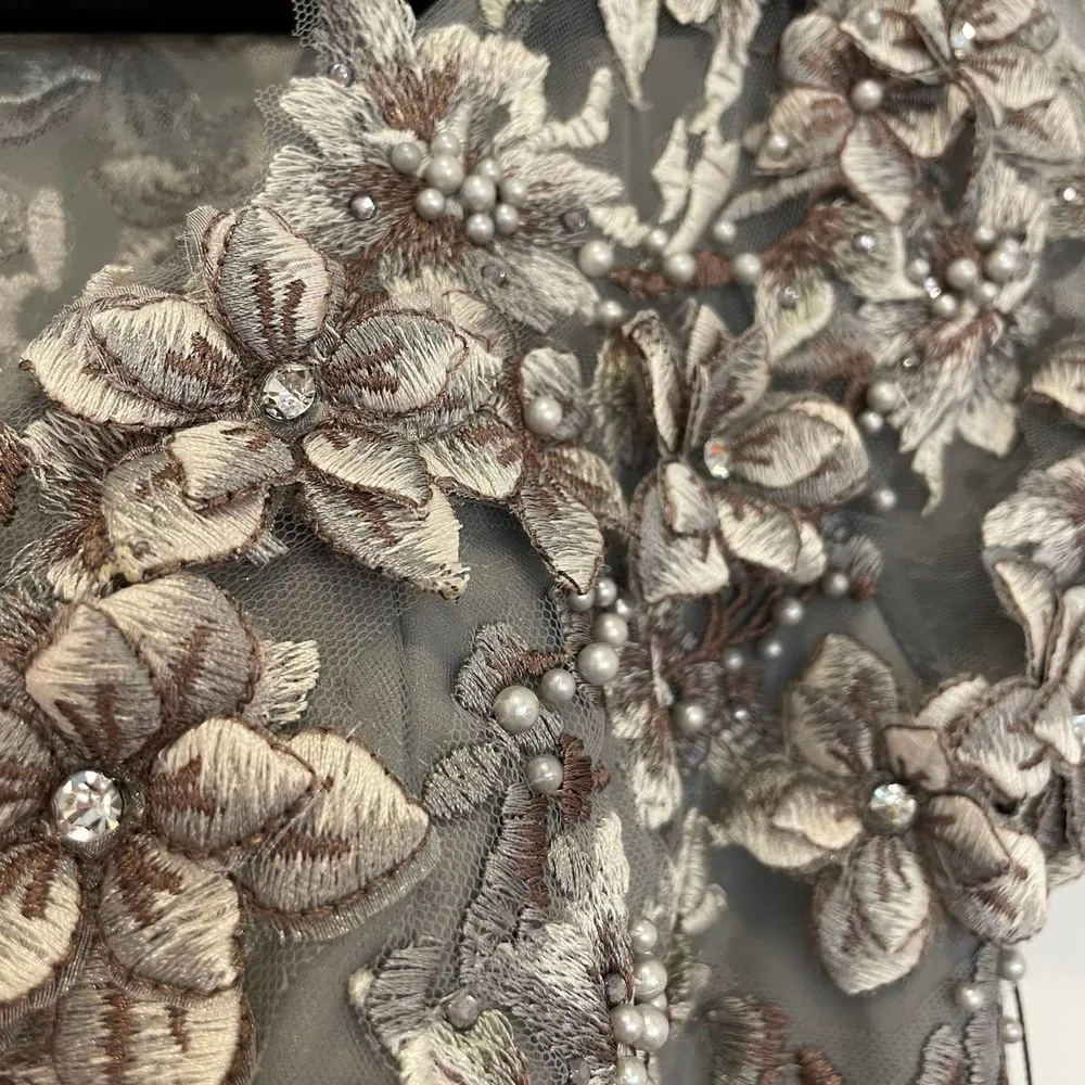 NWT La Femme Floral Embroidered & Beaded Tulle Ballgown Evening Dress Size 4 - Image 7