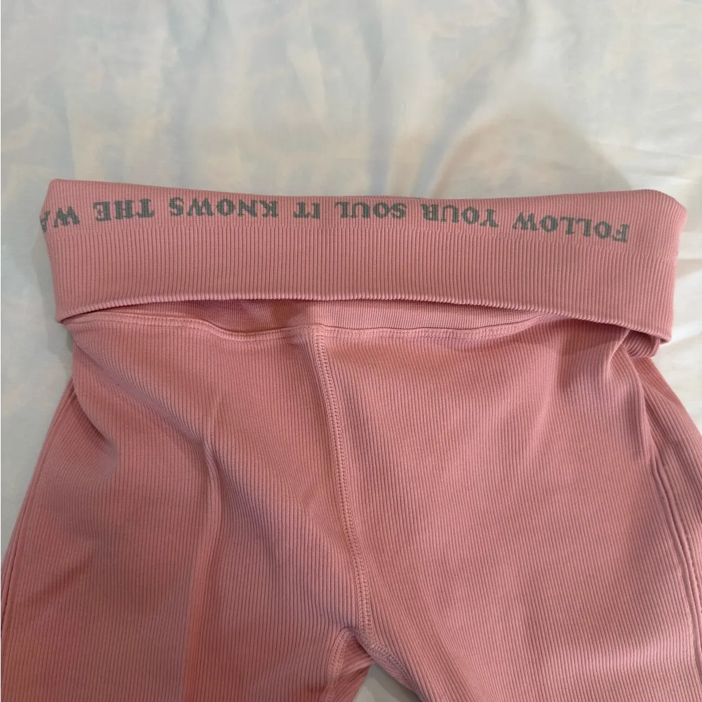 EUCSpiritual Gangster Self Love Leggings Pink Seamless Ribbed Yoga workout Small - Image 6