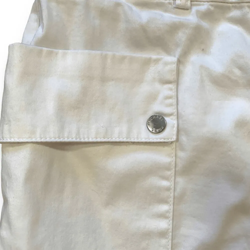 Michael Kors Skirt White Zip Front Cargo Pocket Ultra Mini Cotton Blend - Image 4