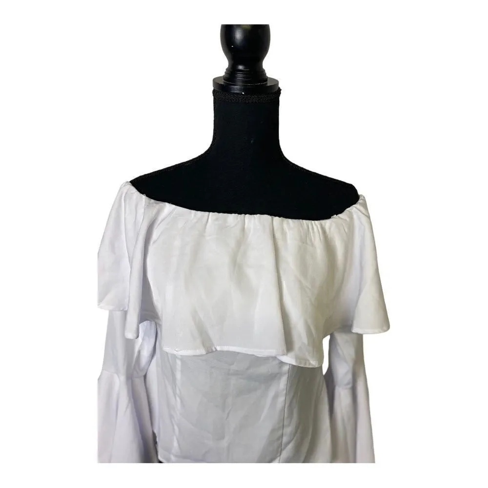 #134 LUCCA white cold shoulder blouse - Image 4