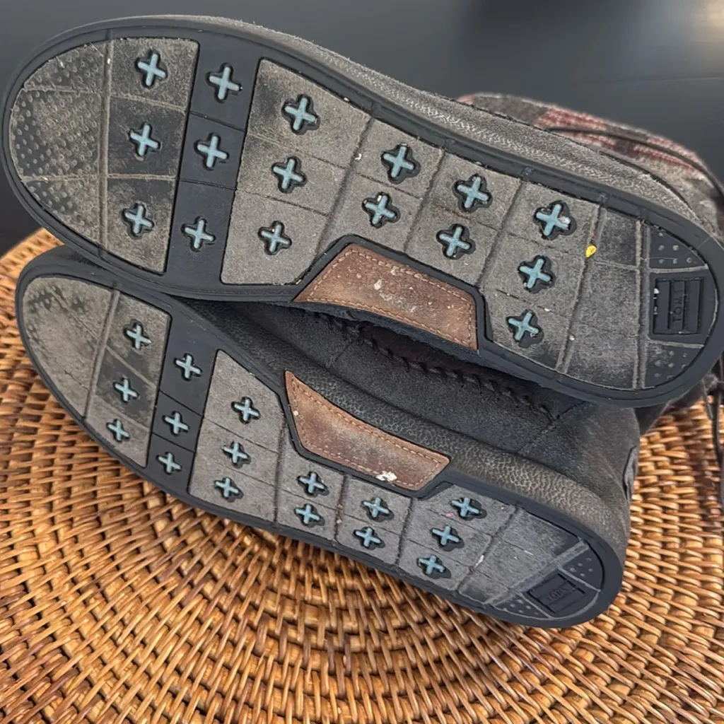 Toms  Gray Suede Patterned Women's Boots - Image 5