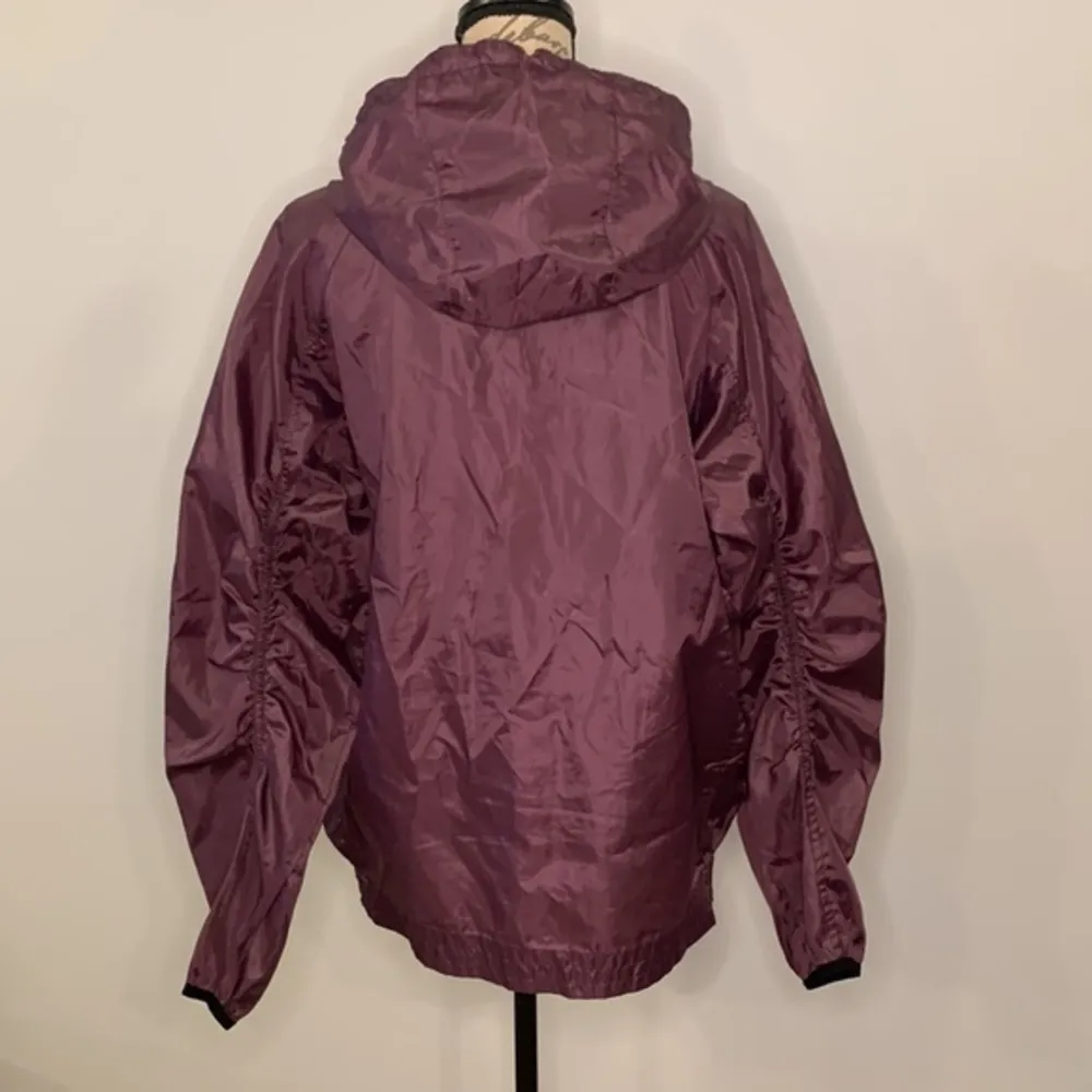zip front hooded windbreaker jacket eggplant L - Image 2