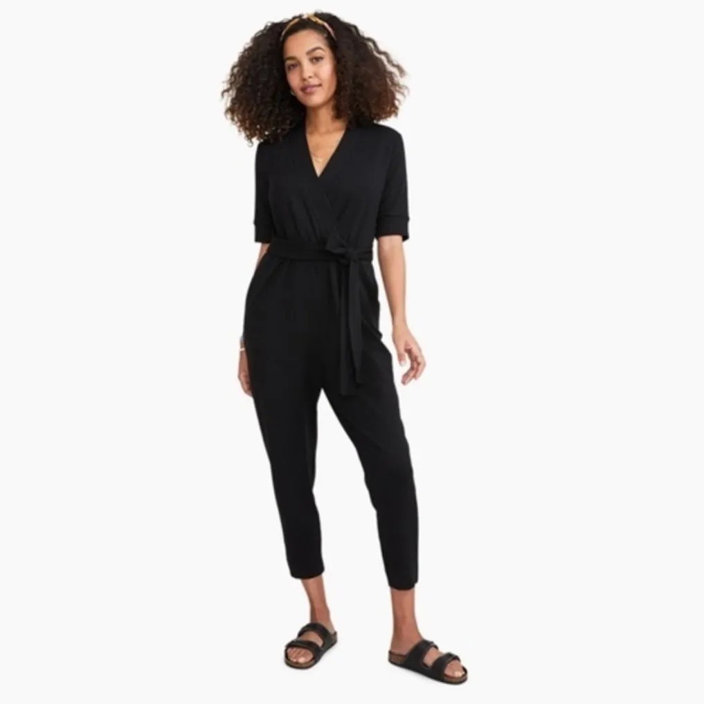 Hatch maternity nurse to errands jumpsuit black 1 small short sleeve Size undefined - Image 5