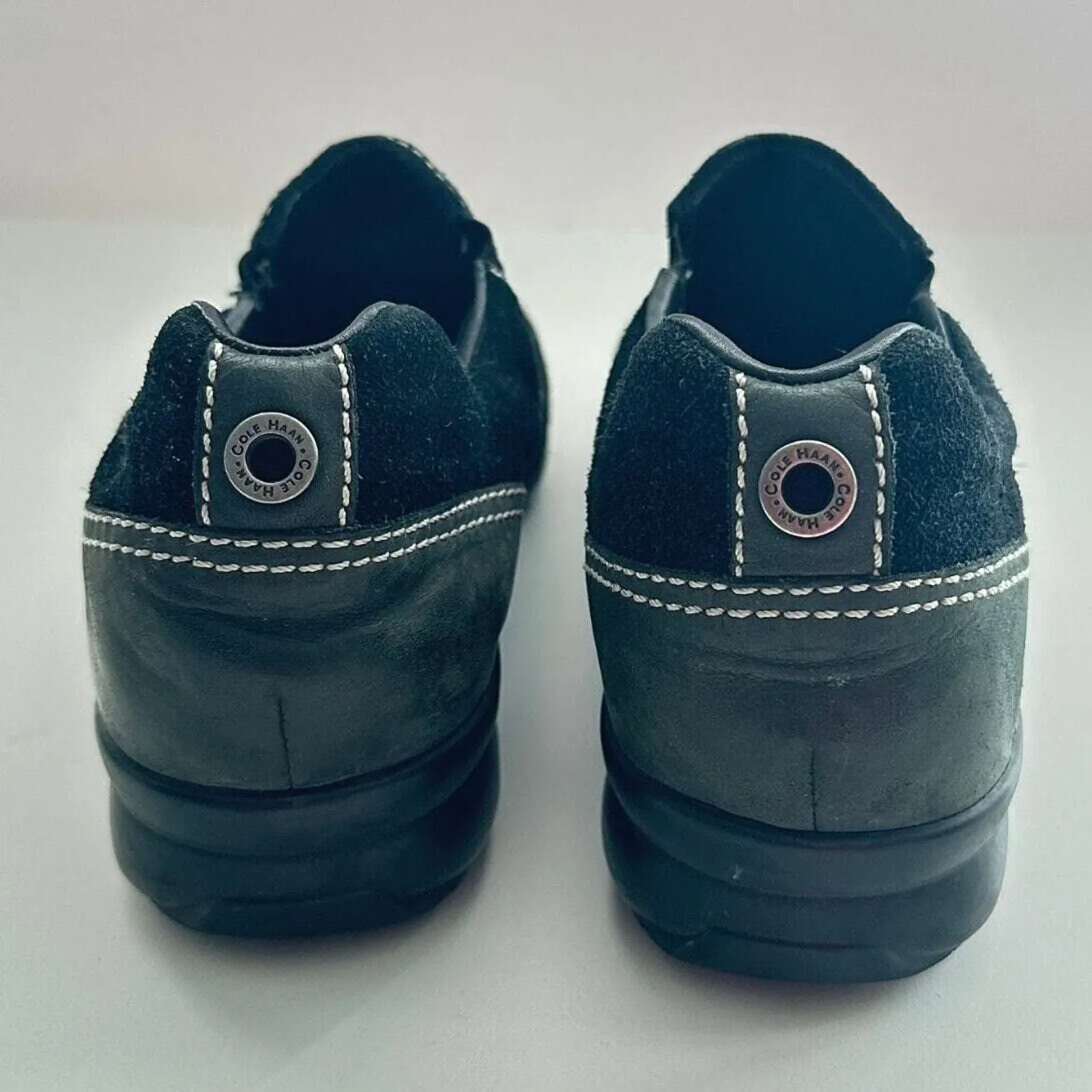 Cole Haan Mardi Suede Leather Slip On Loafer Women Sz 8 Comfort Shoe Black White - Image 6