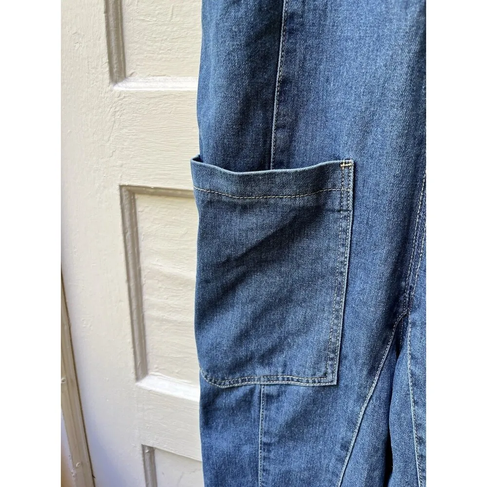 Happily Grey Overalls Women XS Blue Jean Denim Jumpsuit Front Pockets Boho Farm - Image 8