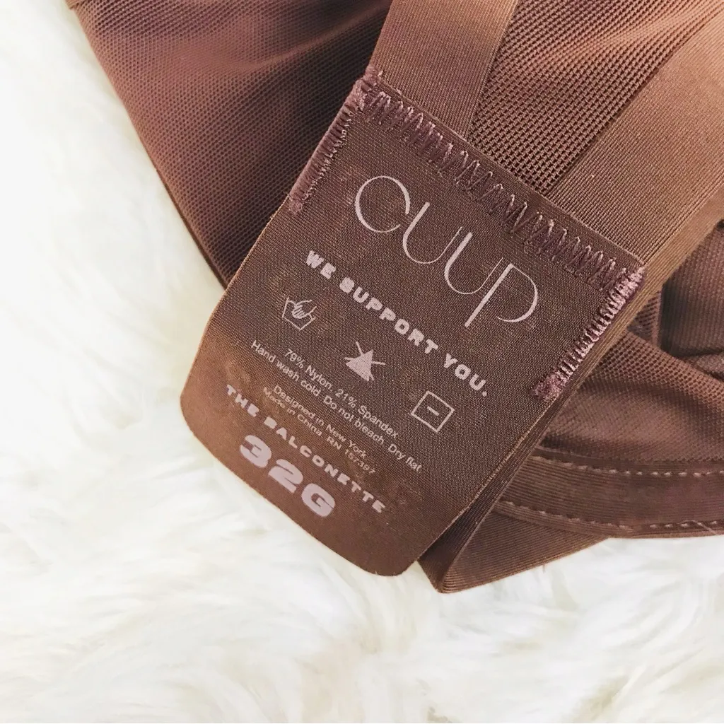 New CUUP The Balconette Mesh Bra Size 32G Brown Espresso Sheer Underwire - Image 8