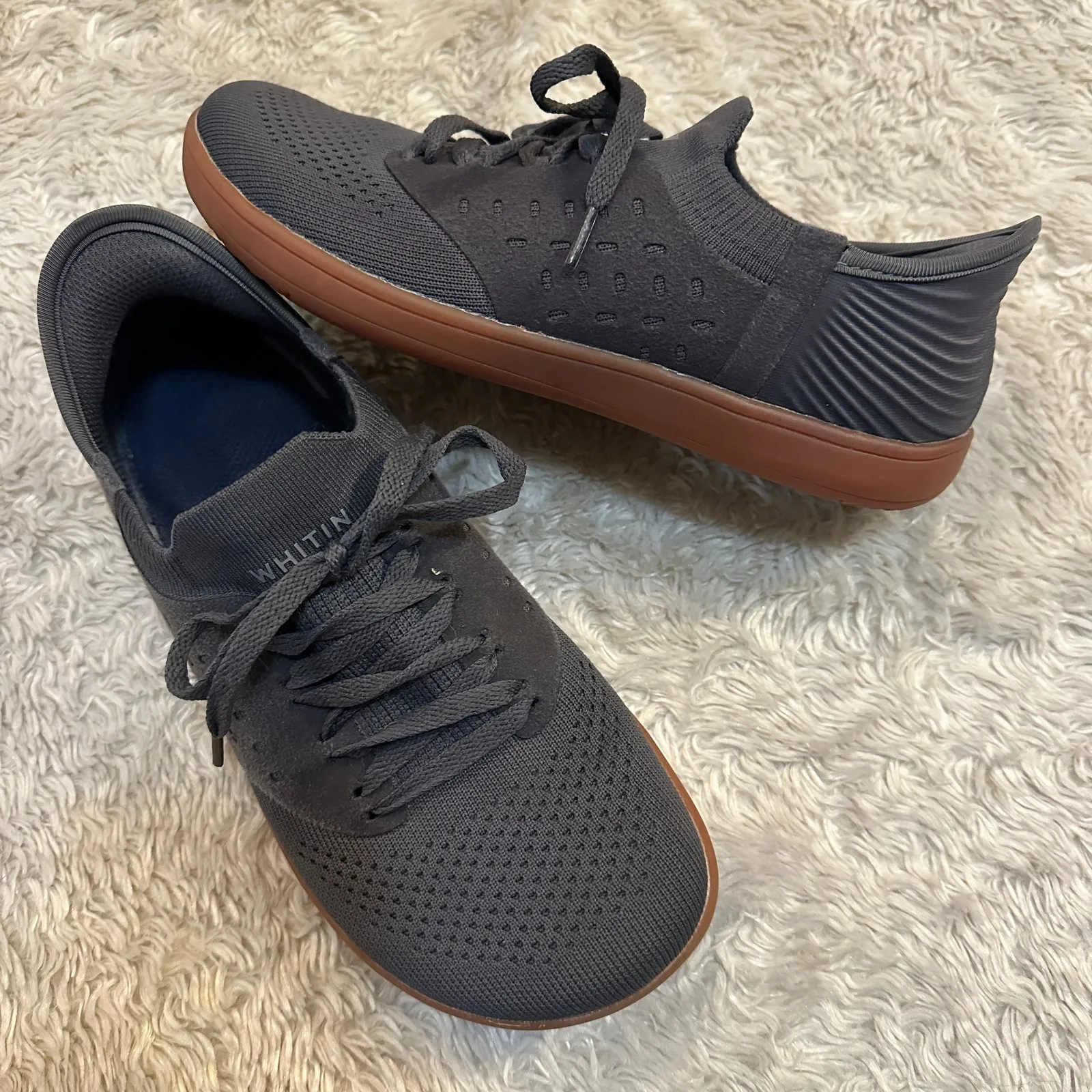 Whitin Womens 39 Charcoal Grey Barefoot Sneakers Zero Drop Sole Minimalist Style Gray Size 7 - Image 1