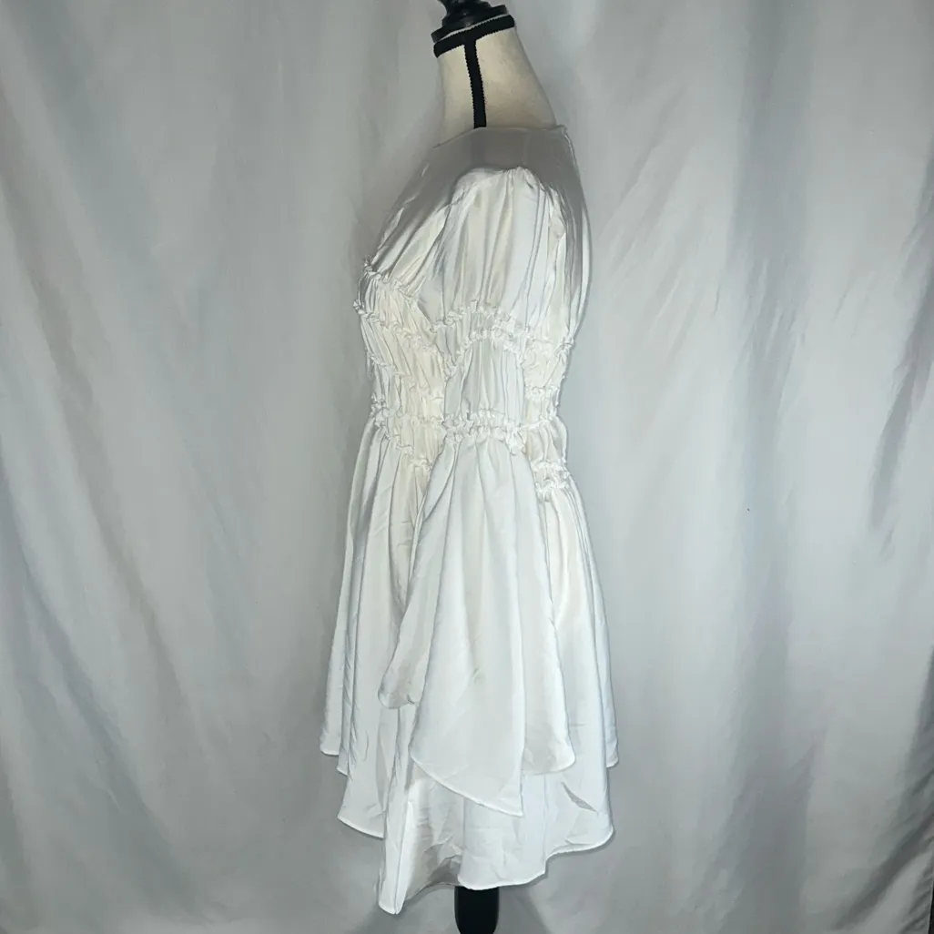 Georgia Hardinge • White Astra Mini Dress Starlet Bodice Shirring Size Med 6 - Image 7