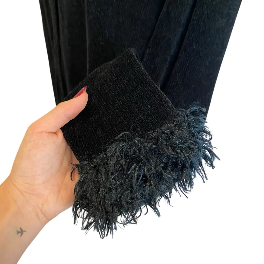 Valerie Stevens Black Chenille Cardigan with Faux Fur Trim XL - Image 4