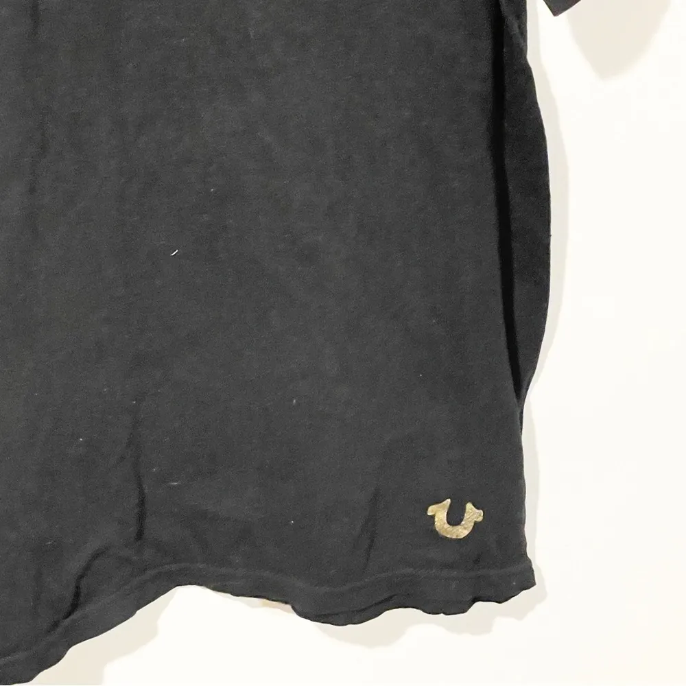 True Religion Size Large Womens Logo Horse Shoe Black Tee Crewneck T-shirt - Image 2