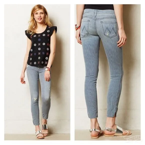 Mother The Vamp On The Road Destroy Wash Ankle Jeans Sz.27 Blue - Image 2