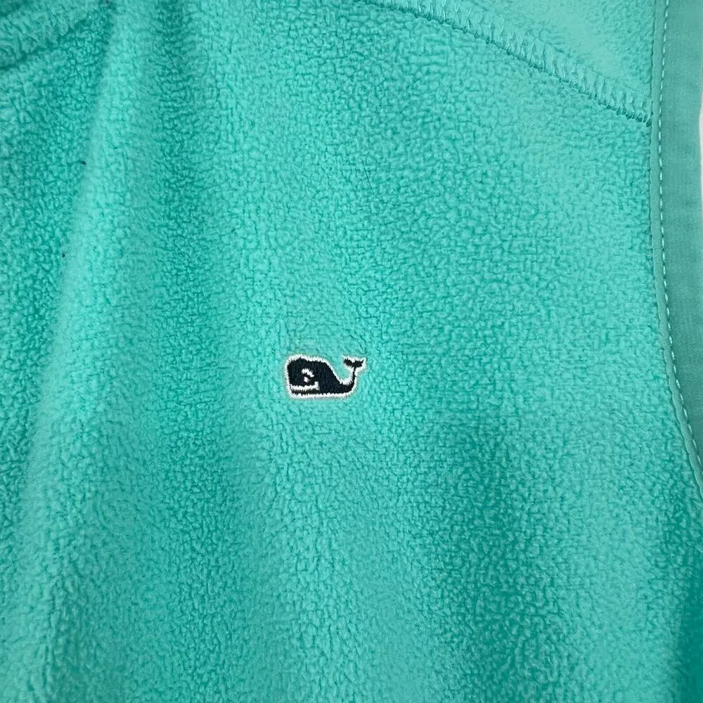 Vineyard Vines Sea Foam Green Soft Fleece Vest whale logo women’s size medium - Image 8